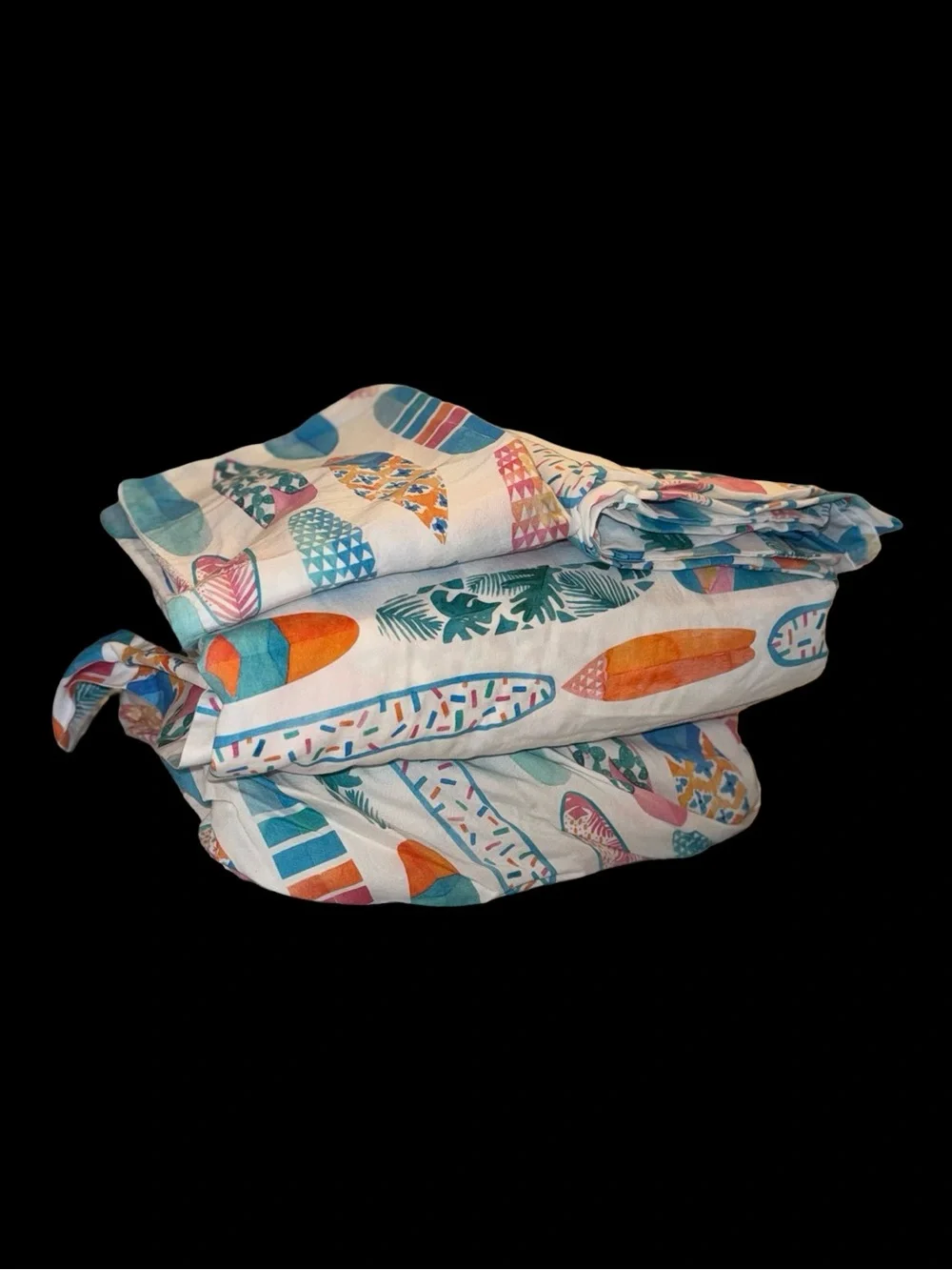 Spoonflower Queen Bed Sheet Set in Surfboards Medium Scale Watercolor Print